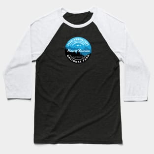 Mount Rainier National Park Retro Sticker Baseball T-Shirt